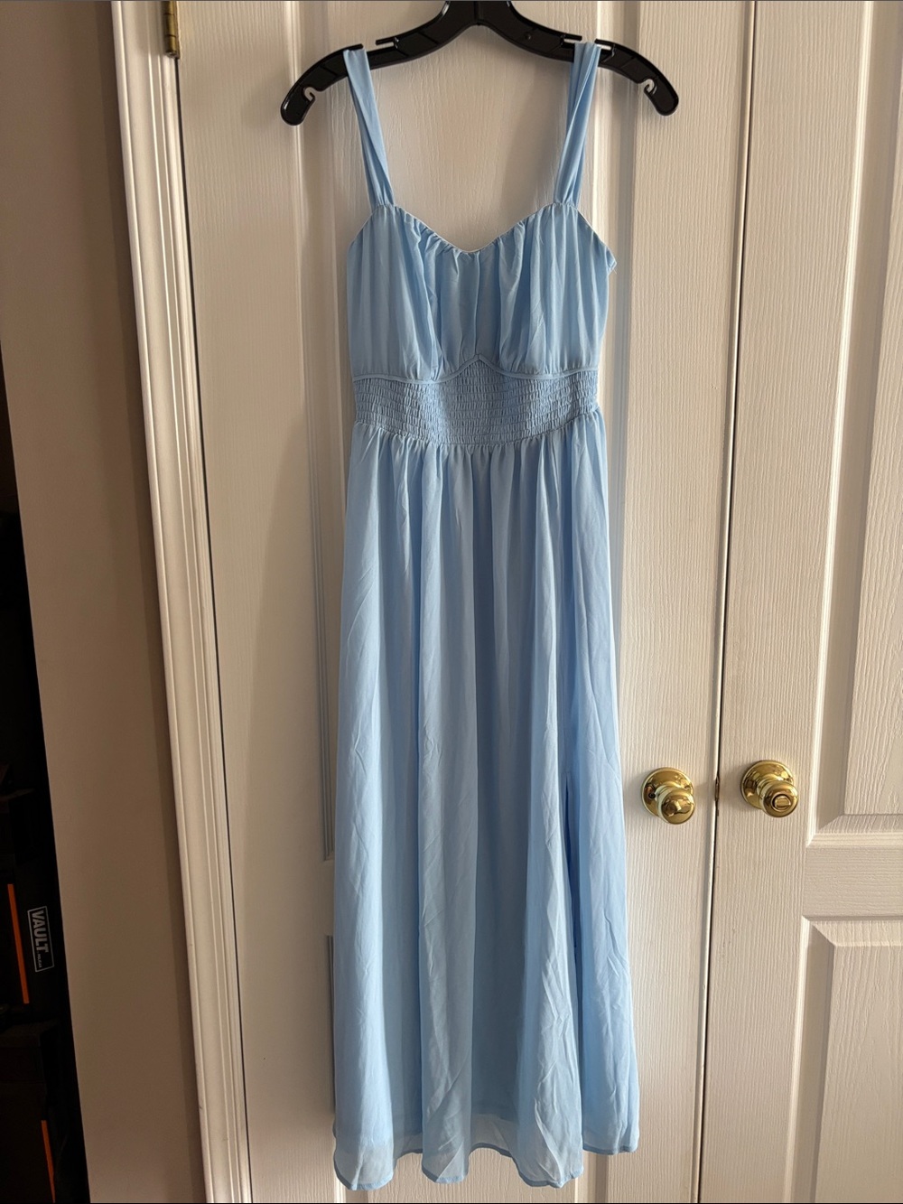 Grace Karin Light Blue Smocked Waist Slip Dress